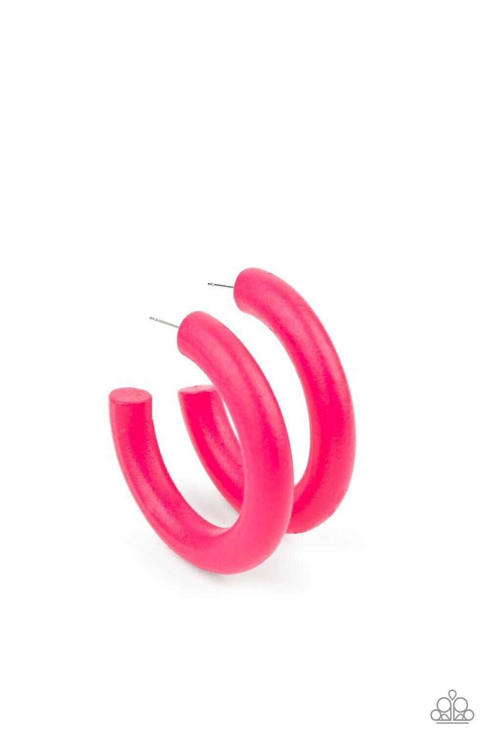 Woodsy Wonder - Pink Hoop Earrings Paparazzi Jewelry Accessories 801