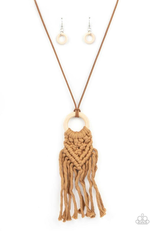 Crafty Couture  Brown macrame necklace earring set Paparazzi jewelry accessories 3250