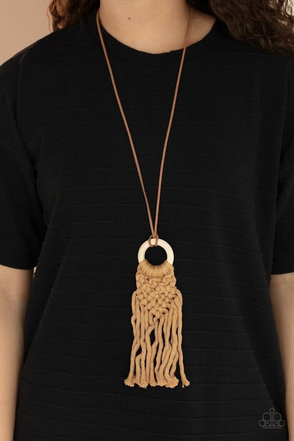 Crafty Couture  Brown macrame necklace earring set Paparazzi jewelry accessories 3250