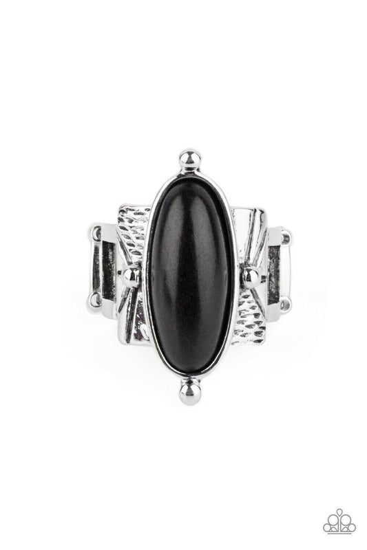 This BADLAND Is My BADLAND - Black Stretchy RIng Paparazzi Jewelry Accessories 7809