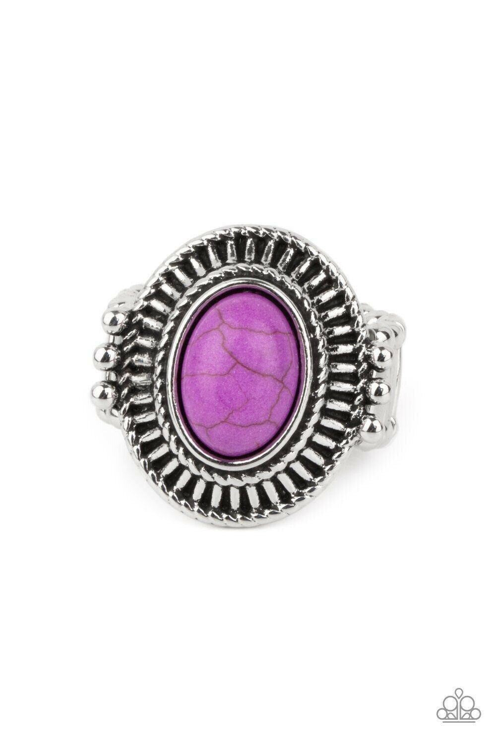 BADLANDS To The Bone - Purple Stretchy Ring Paparazzi Jewelry Accessories 7805