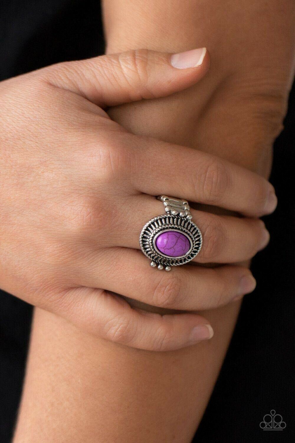 BADLANDS To The Bone - Purple Stretchy Ring Paparazzi Jewelry Accessories 7805