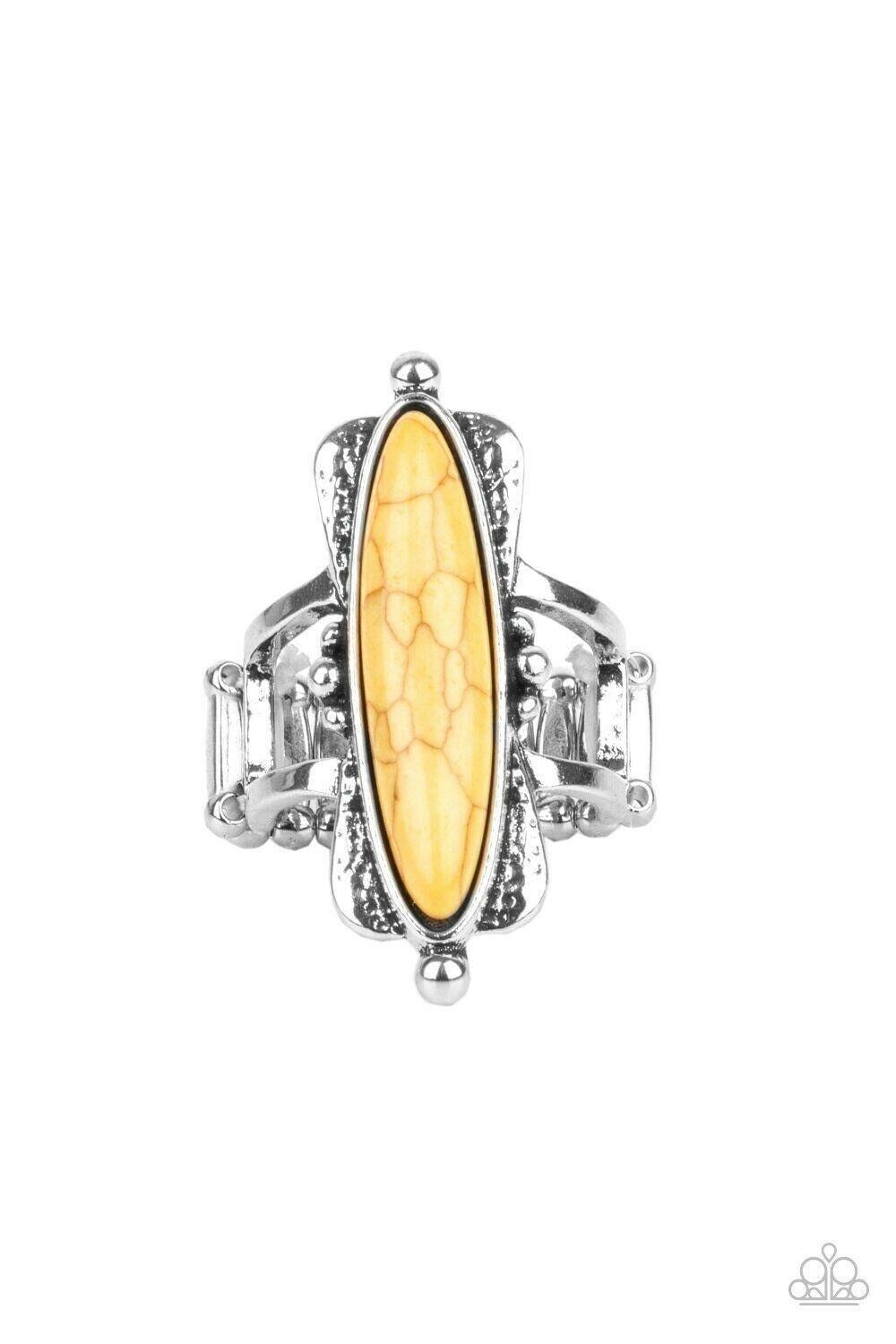 Cottage Craft - Yellow Stretchy Ring Paparazzi Jewelry Accessories 7804