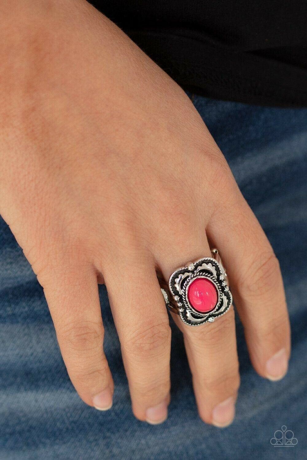 Vivaciously Vibrant - Pink Stretchy Ring Paparazzi Jewelry Accessories 7801