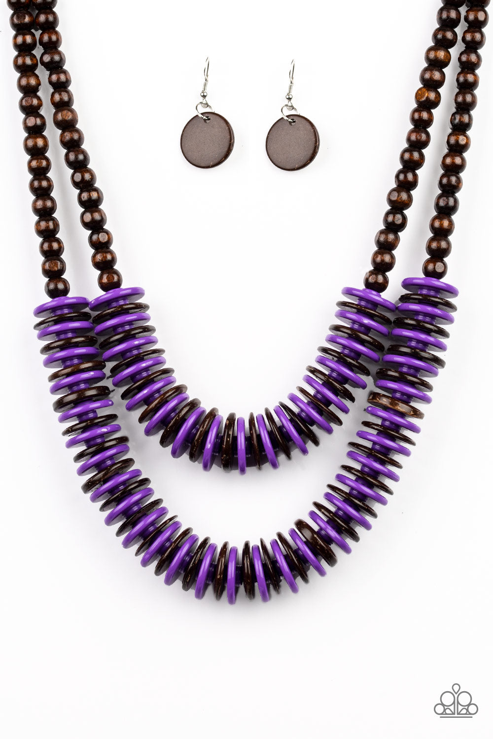 Dominican Disco - Purple Wood Necklace 048