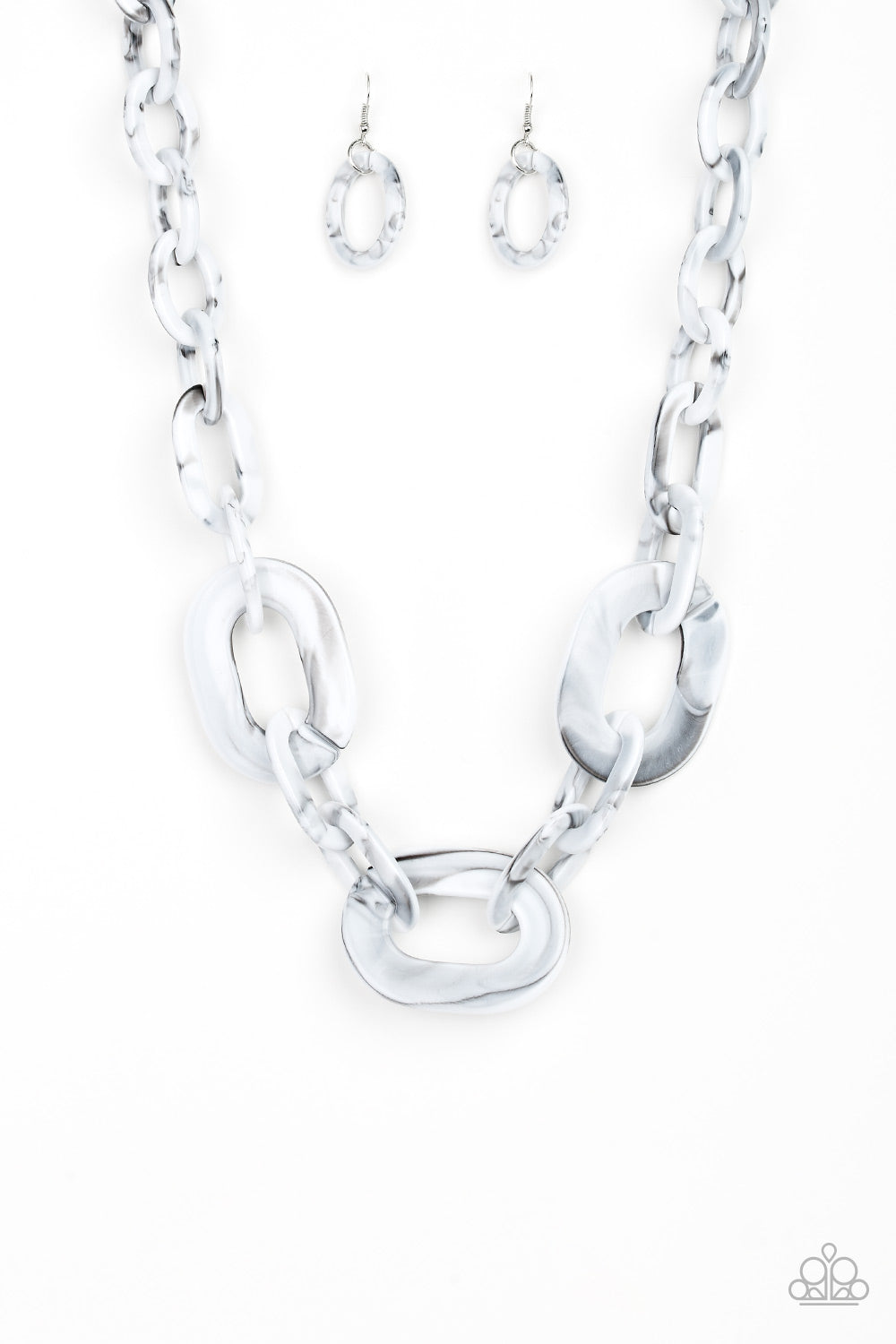 All In-VINCIBLE - Silver Paparazzi Acrylic Necklace Earring Set 2398