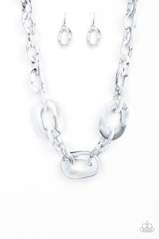 All In-VINCIBLE - Silver Paparazzi Acrylic Necklace Earring Set 2398