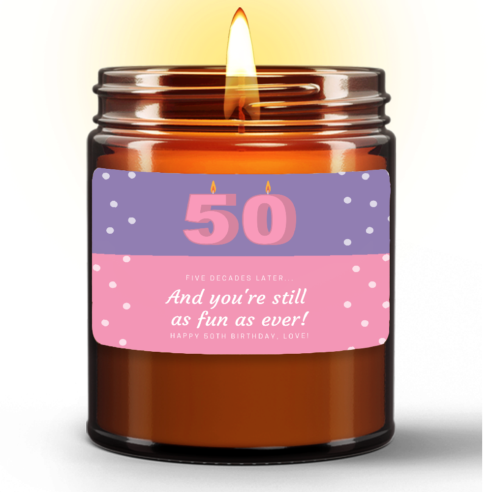Happy 50th Birthday Natural Wax Candle Gift