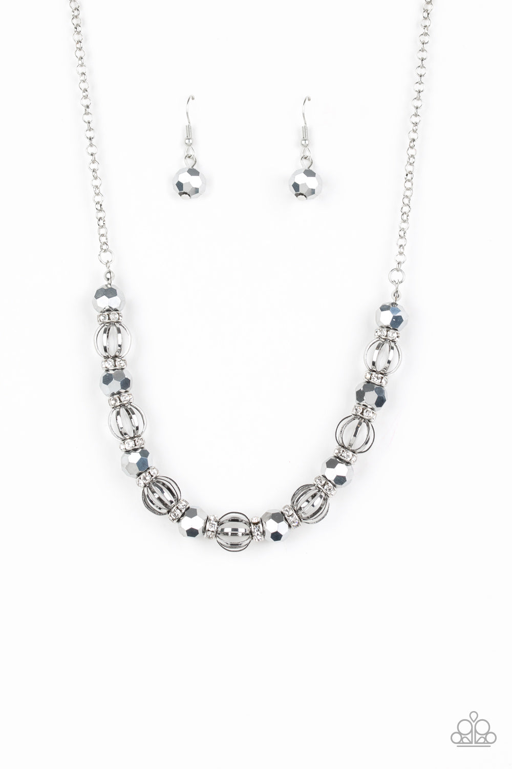 Metro Majestic - Silver Necklace Earring Jewelry Set 2650