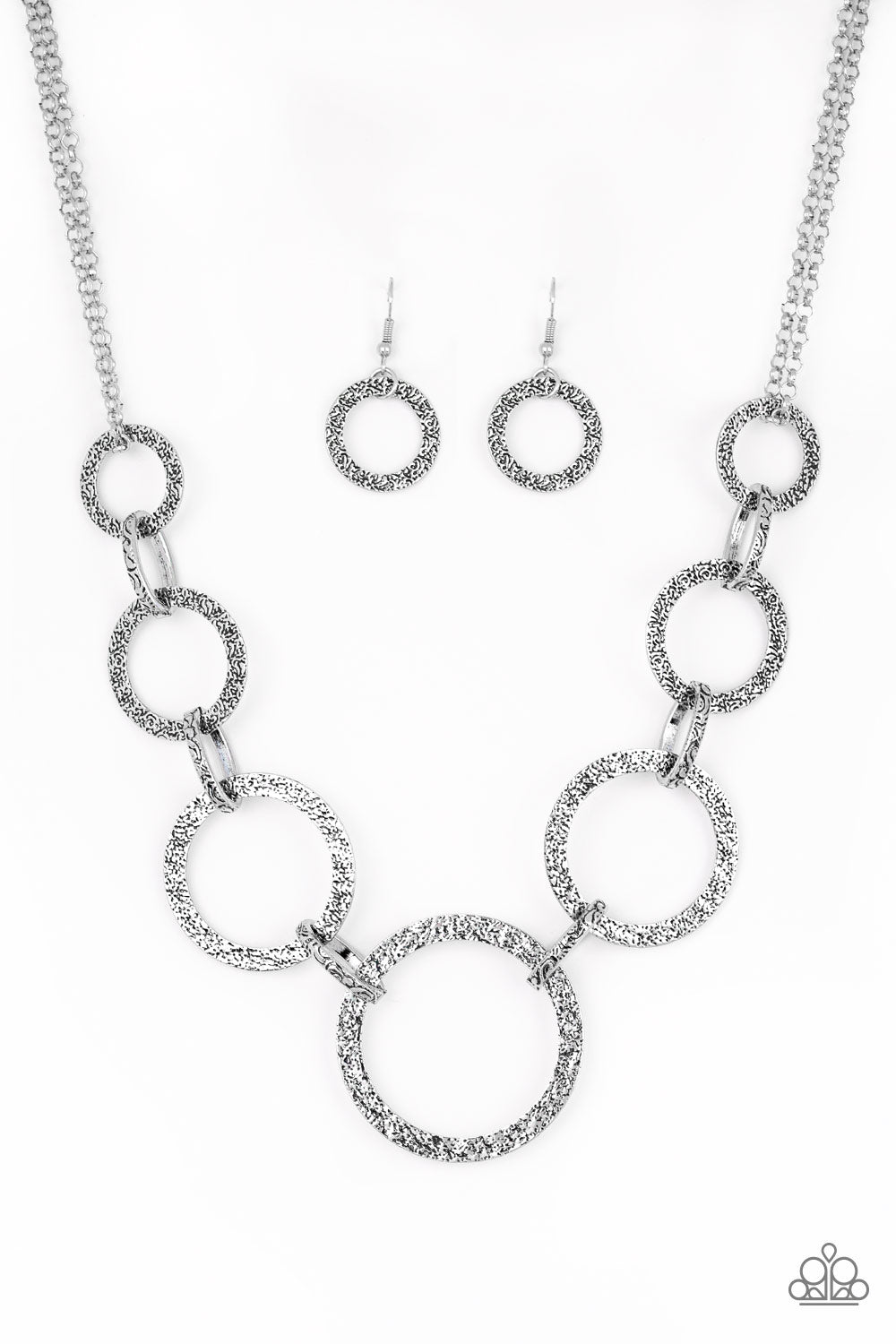 City Circus - Silver Necklace Earring Set Paparazzi 2551