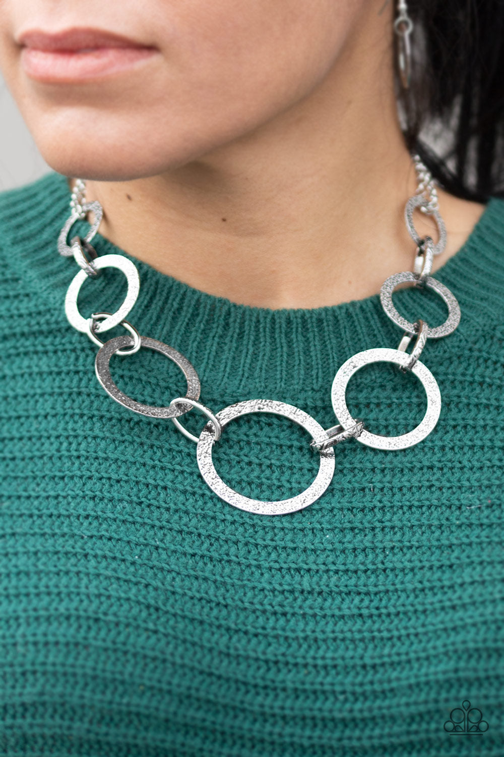 City Circus - Silver Necklace Earring Set Paparazzi 2551
