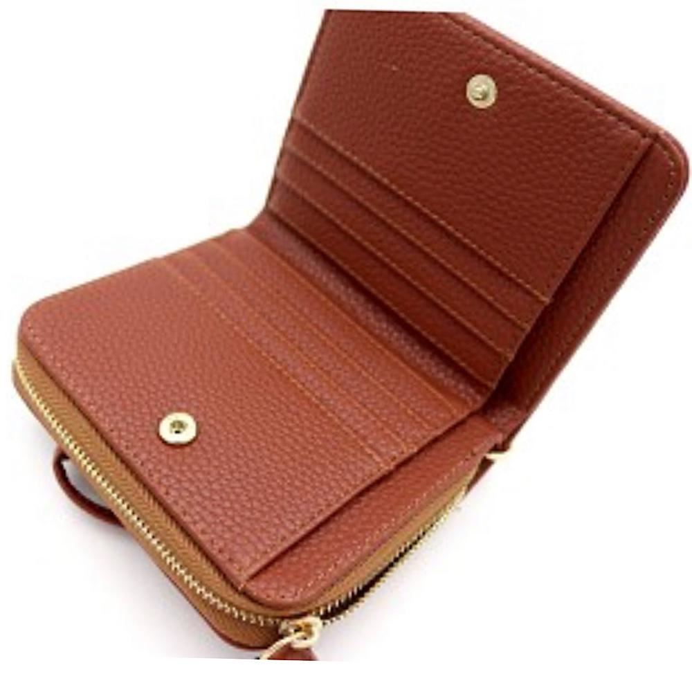 Taupe Zipper Compartment Small Bi-Fold Wristlet Wallet