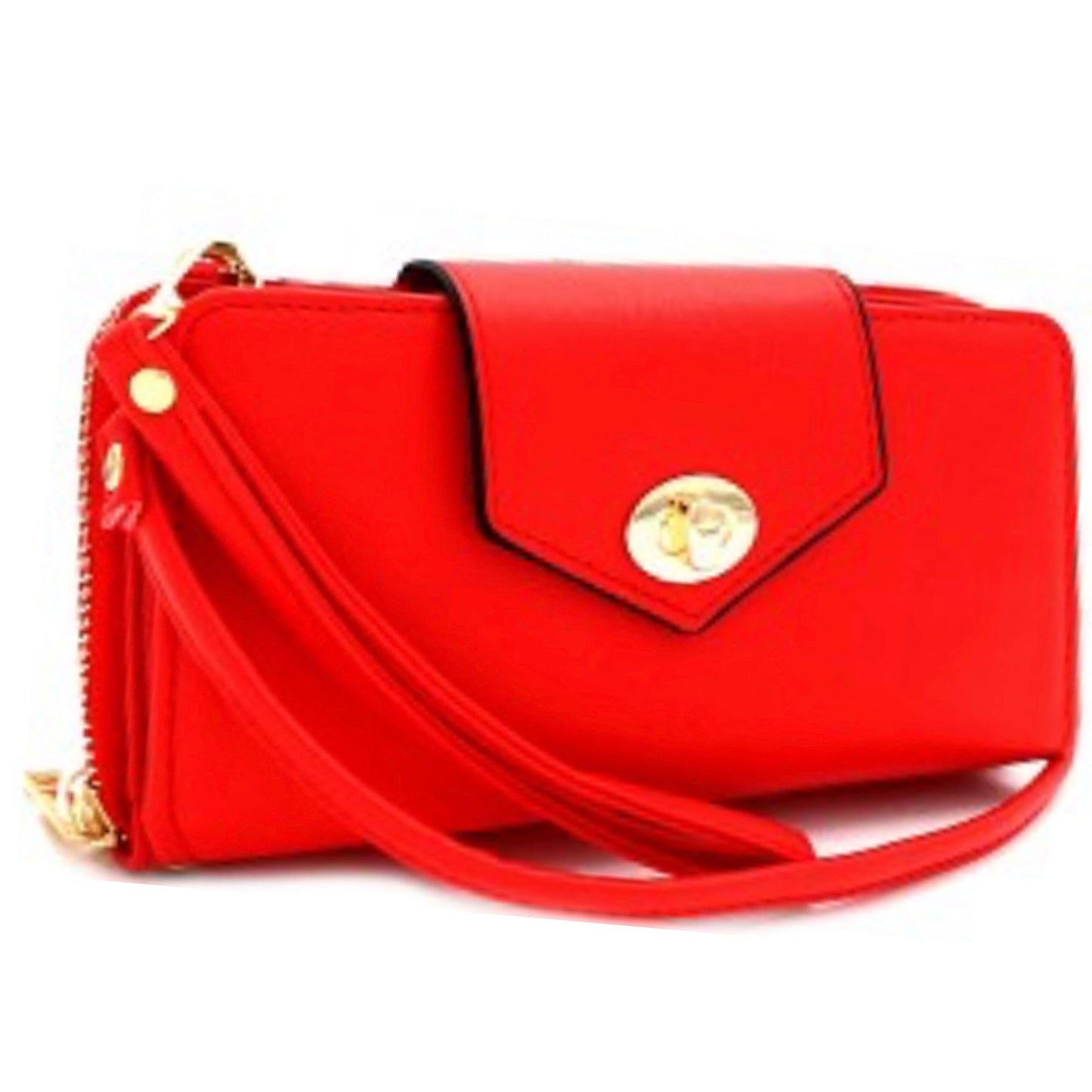 Versatile Cellphone Compartment Wallet Cross Body Red