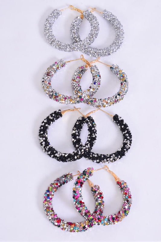Set of 4 Pairs of Metallic Color Hoop Earrings 00098
