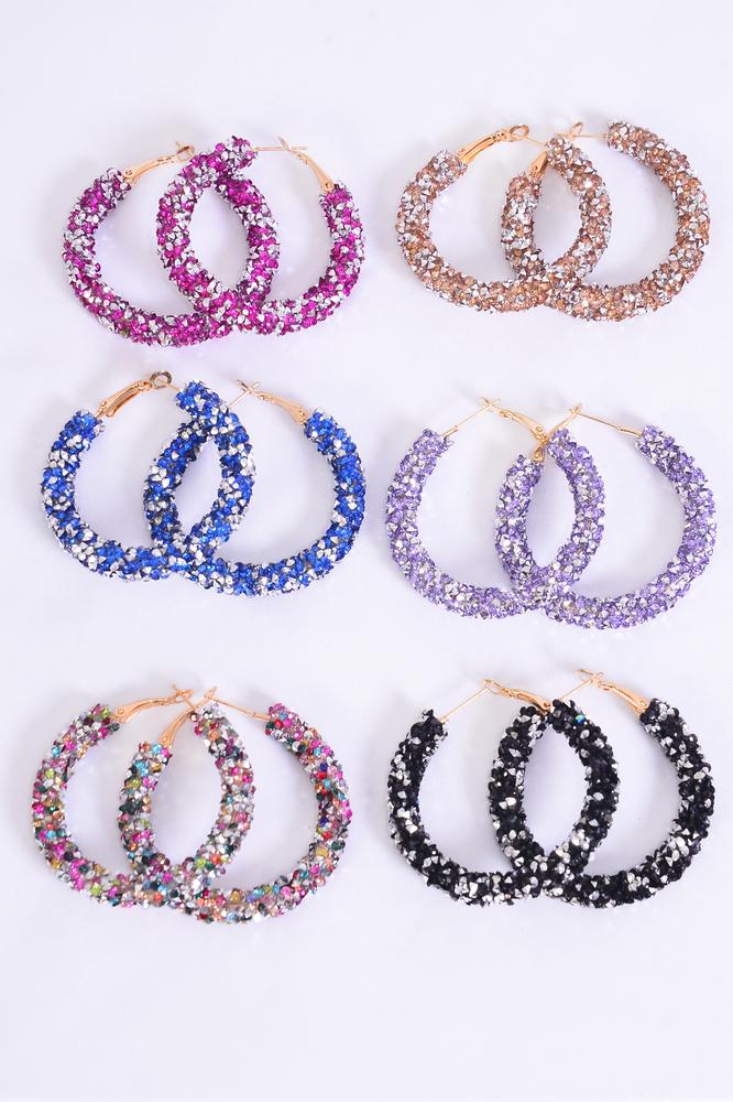 Metallic Color Hoop Earrings 00045