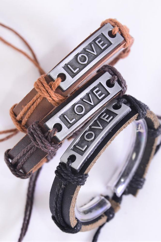 Real Leather Band Love Bracelet Unisex Valentine Day Jewelry 24140
