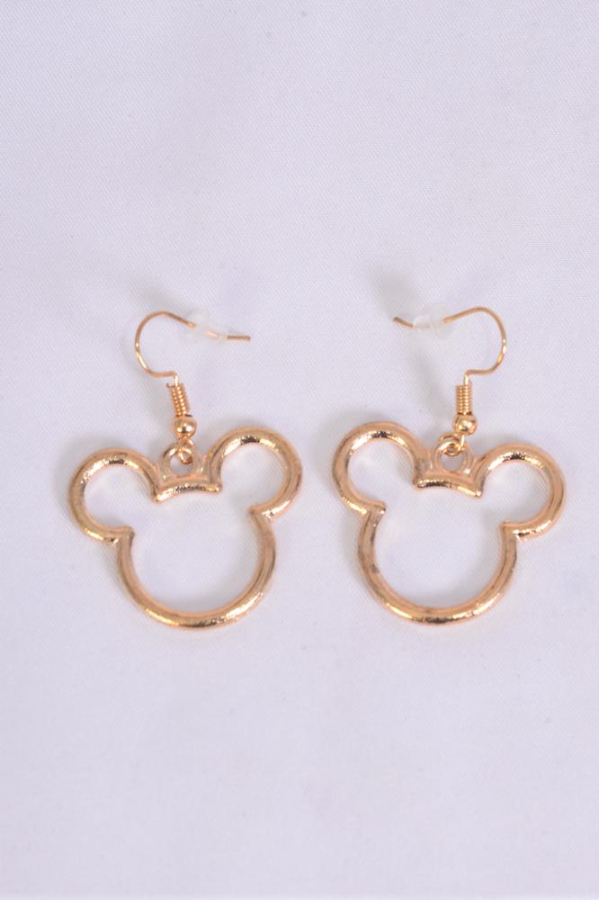 Mouse Ear Gold Color Fish Hook Earrings 25590