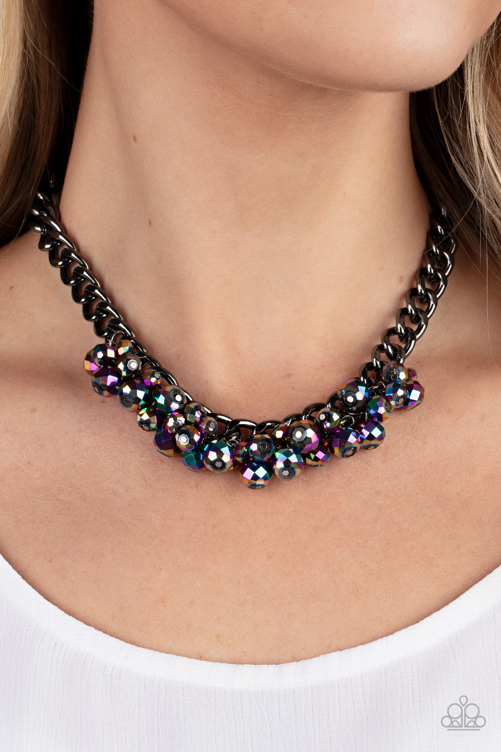 Galactic Knockout - Multi Oil Spill Necklace 25416