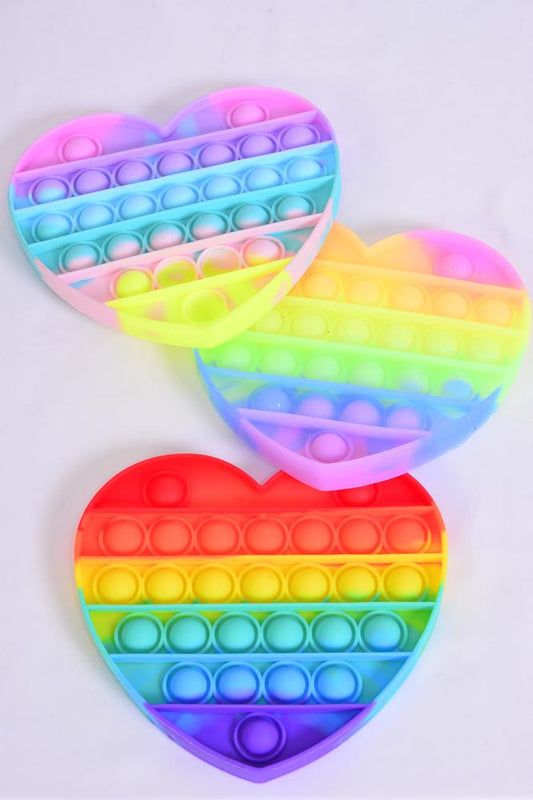 Silicone Heart Gradient Tie dye Push Pop Fidget Anxiety Toy