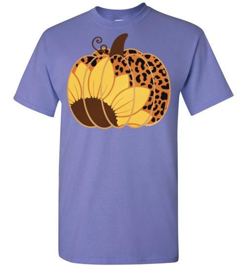 Sunflower Leopard Print Pumpkin Fall Tee Graphic Top Shirt T-Shirt