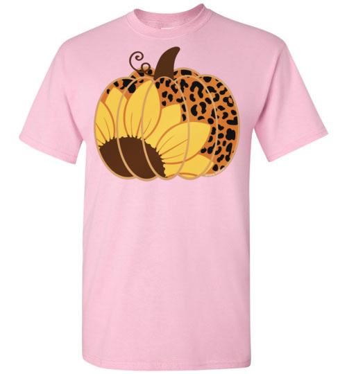 Sunflower Leopard Print Pumpkin Fall Tee Graphic Top Shirt T-Shirt