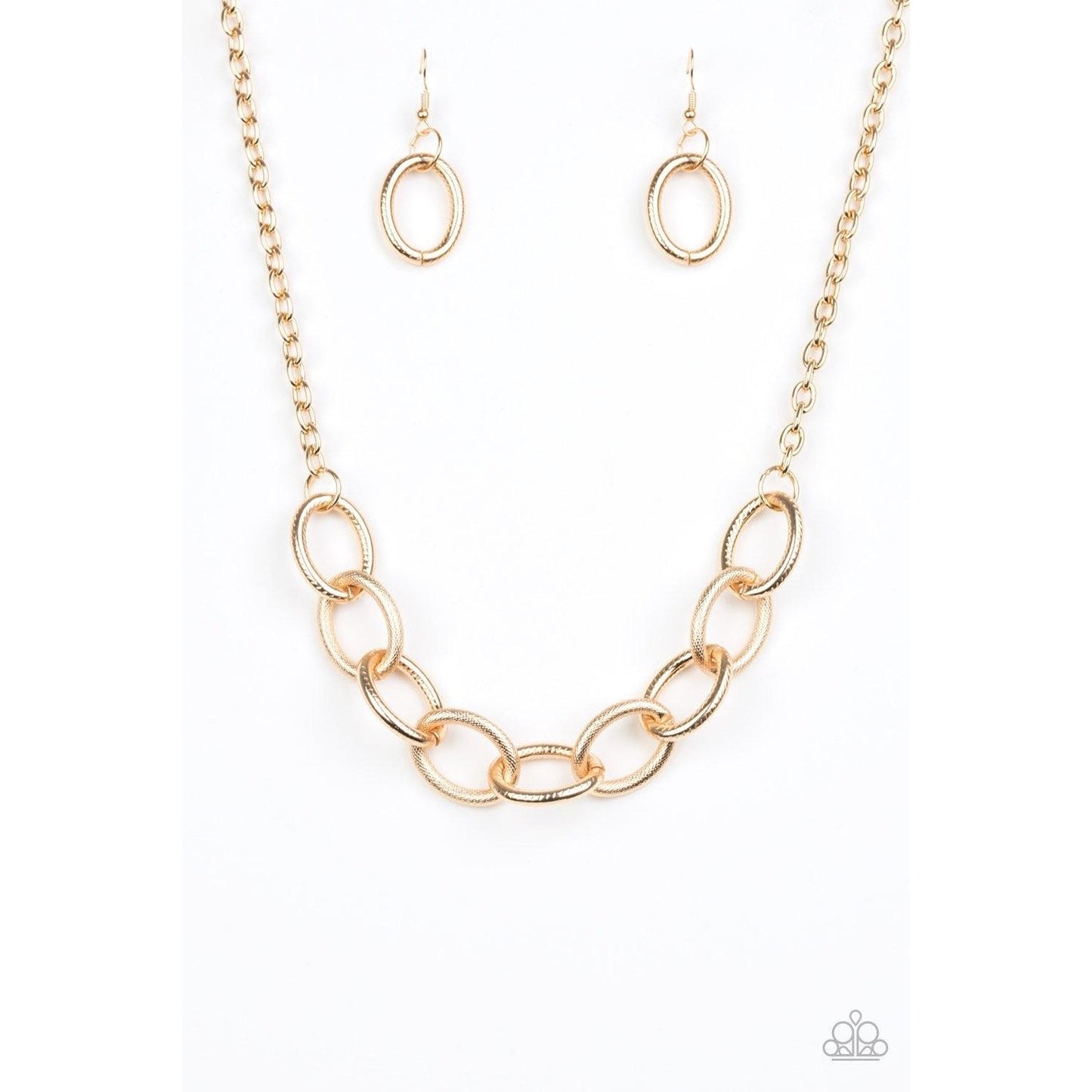 Boldly Bronx - Gold Necklace Earrings 753