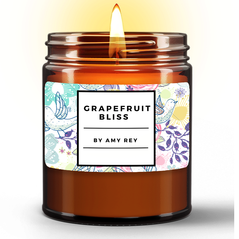 Grapefruit Bliss Natural Wax Candle in Amber Jar (9oz)