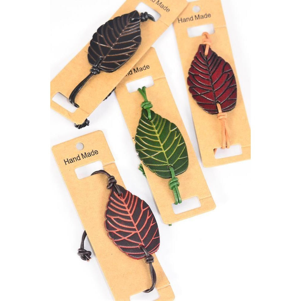 Leather Leaf Adjustable Bracelets