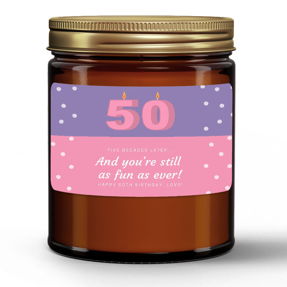 Happy 50th Birthday Natural Wax Candle Gift