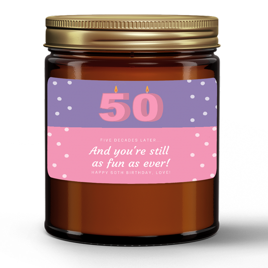 Happy 50th Birthday Natural Wax Candle Gift