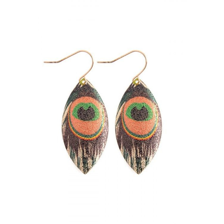 PEACOCK Feather MARQUISE EARRINGS Jewelry 2209