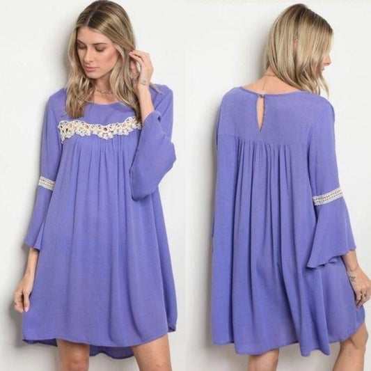 Lavender Bell Sleeve Tunic Dress