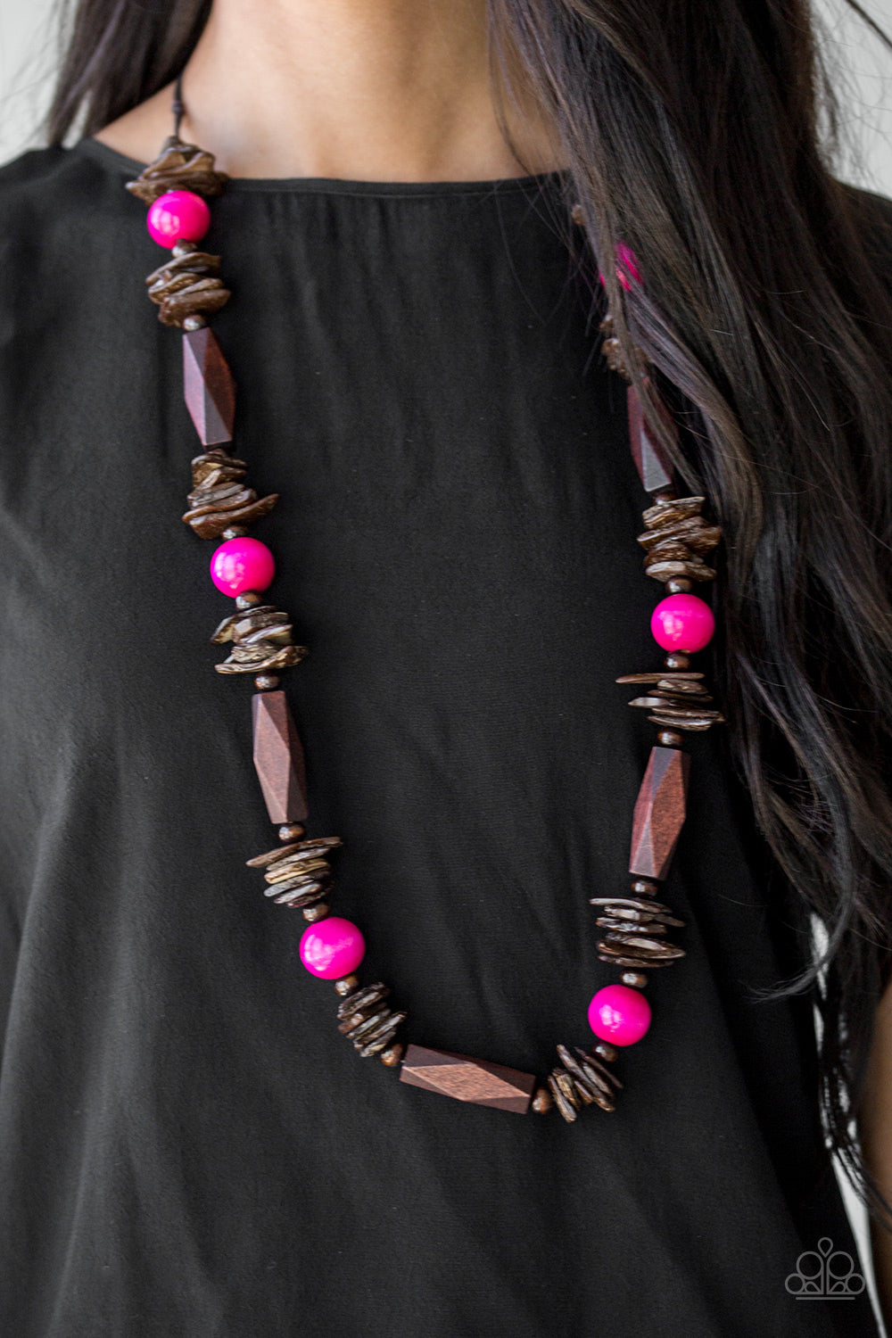 Cozumel Coast - Pink Wood Necklace 863