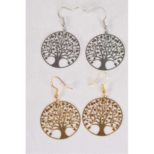 Laser Cut Stainless Steel Tree of Life Earrings 916