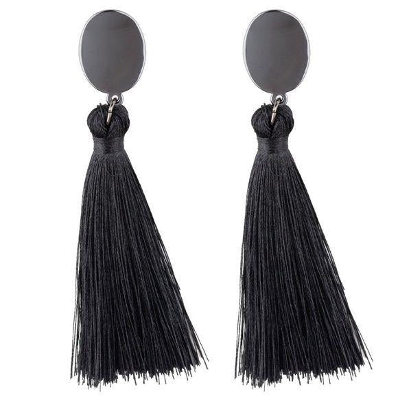 Va Va PLUME – Black Tassel Fringe Earrings 694