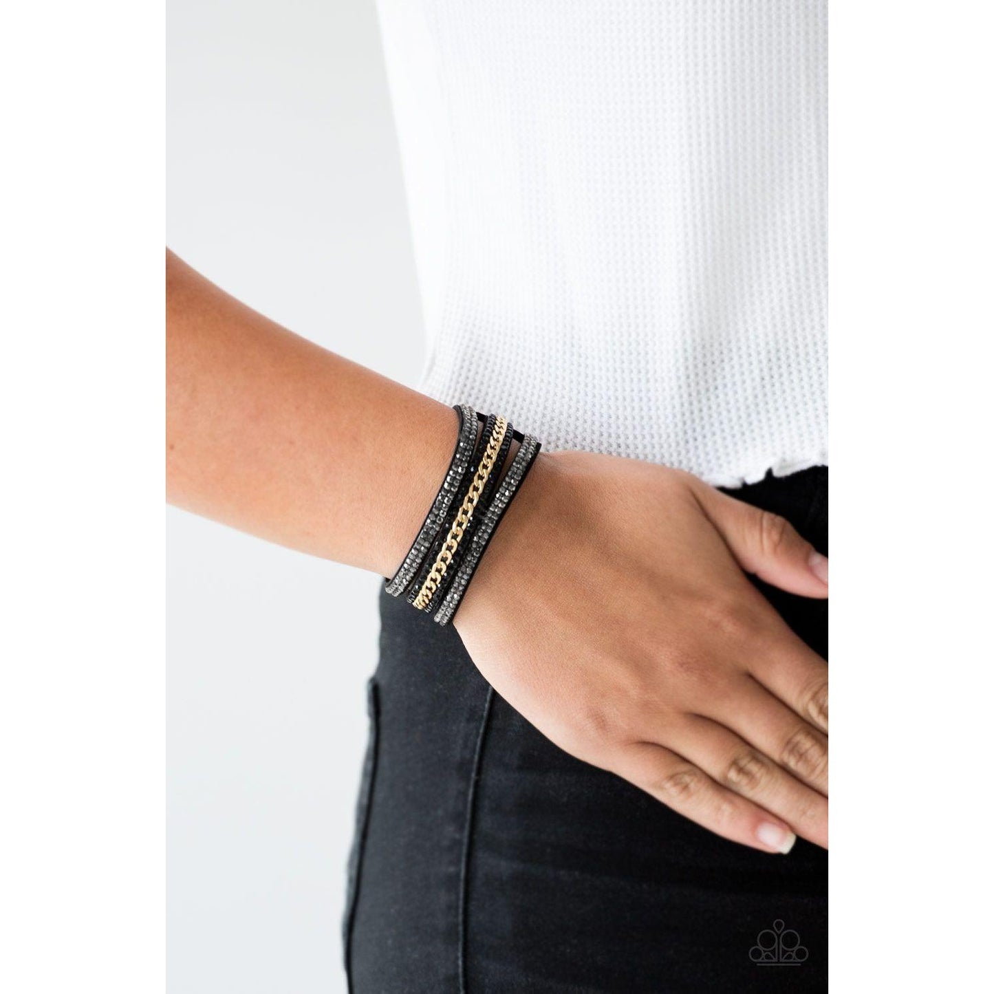 Rollin In Rhinestones - Black Bracelet 2147