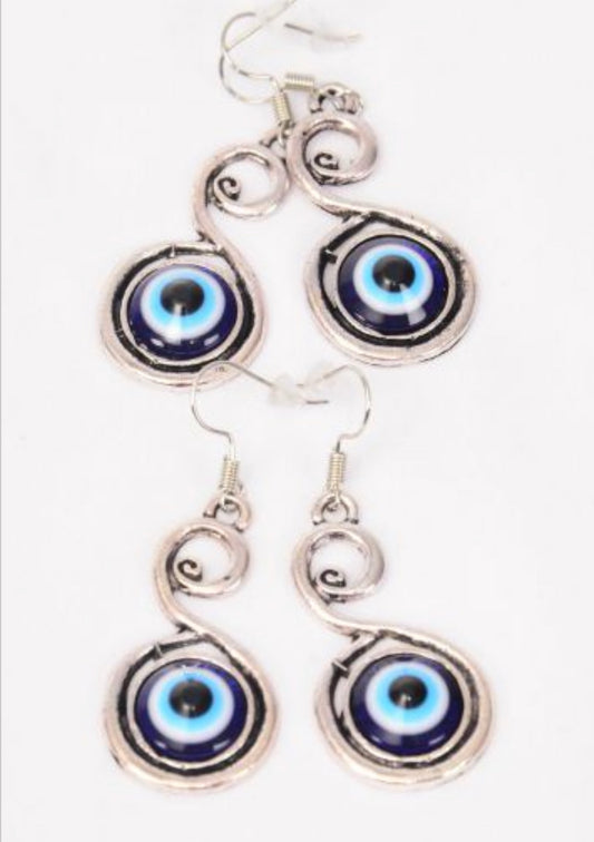 Blue Venetian Glass Hamsa Evil Eye Good luck And Protection Earrings 02930