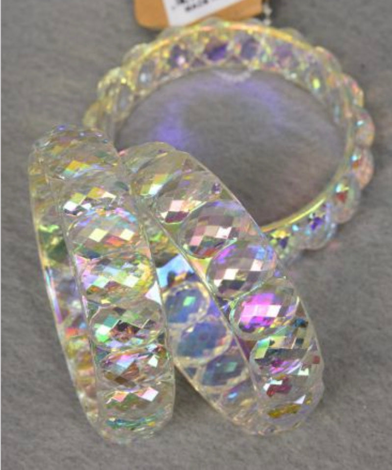 Acrylic Transparent Iridescent Bangle Bracelet 26363