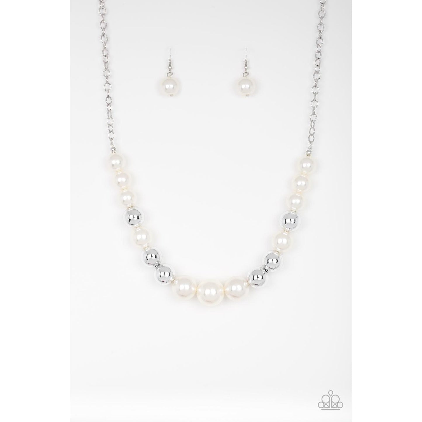 Take Note - White Necklace Earrings 793