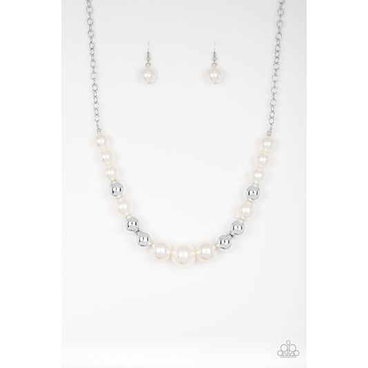 Take Note - White Necklace Earrings 793