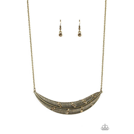 Say You QUILL – Brass Necklace earring Set Paparazzi Jewelry Accessories