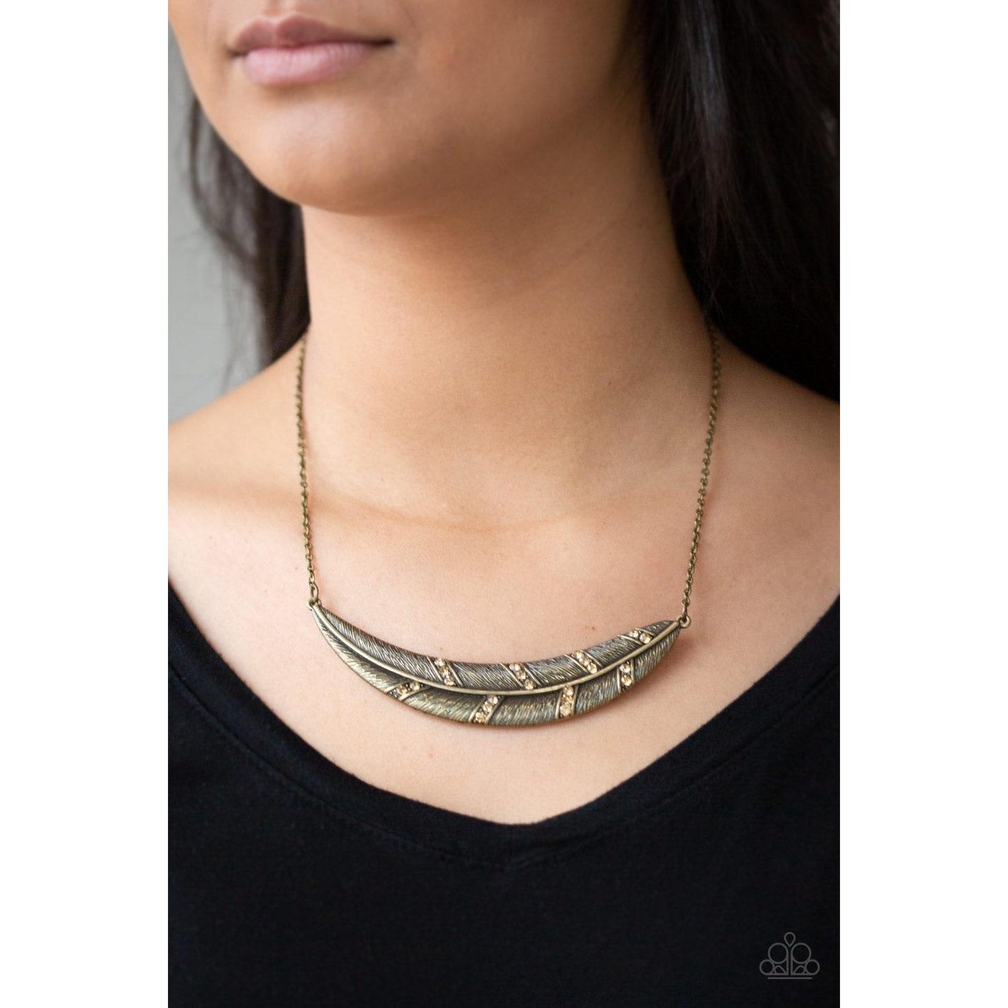 Say You QUILL – Brass Necklace earring Set Paparazzi Jewelry Accessories