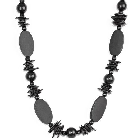 Carefree Cococay Black Wood Necklace Earrings Set 523