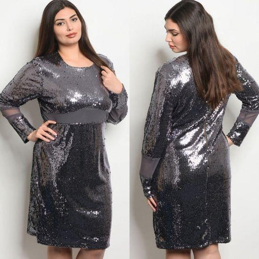 Plus Size Glam Sequin Cocktail Party Event Dress