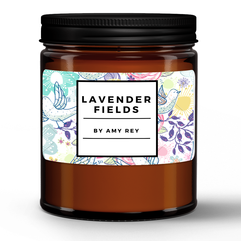 Lavender Fields Natural Wax Candle in Amber Jar (9oz)