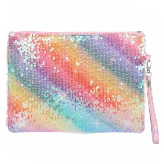 Mermaid Rainbow Sequin Wristlet Makeup Bag Purse