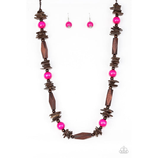Cozumel Coast - Pink Wood Necklace 863