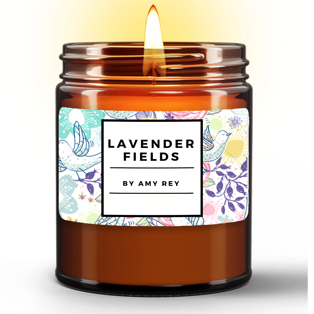 Lavender Fields Natural Wax Candle in Amber Jar (9oz)