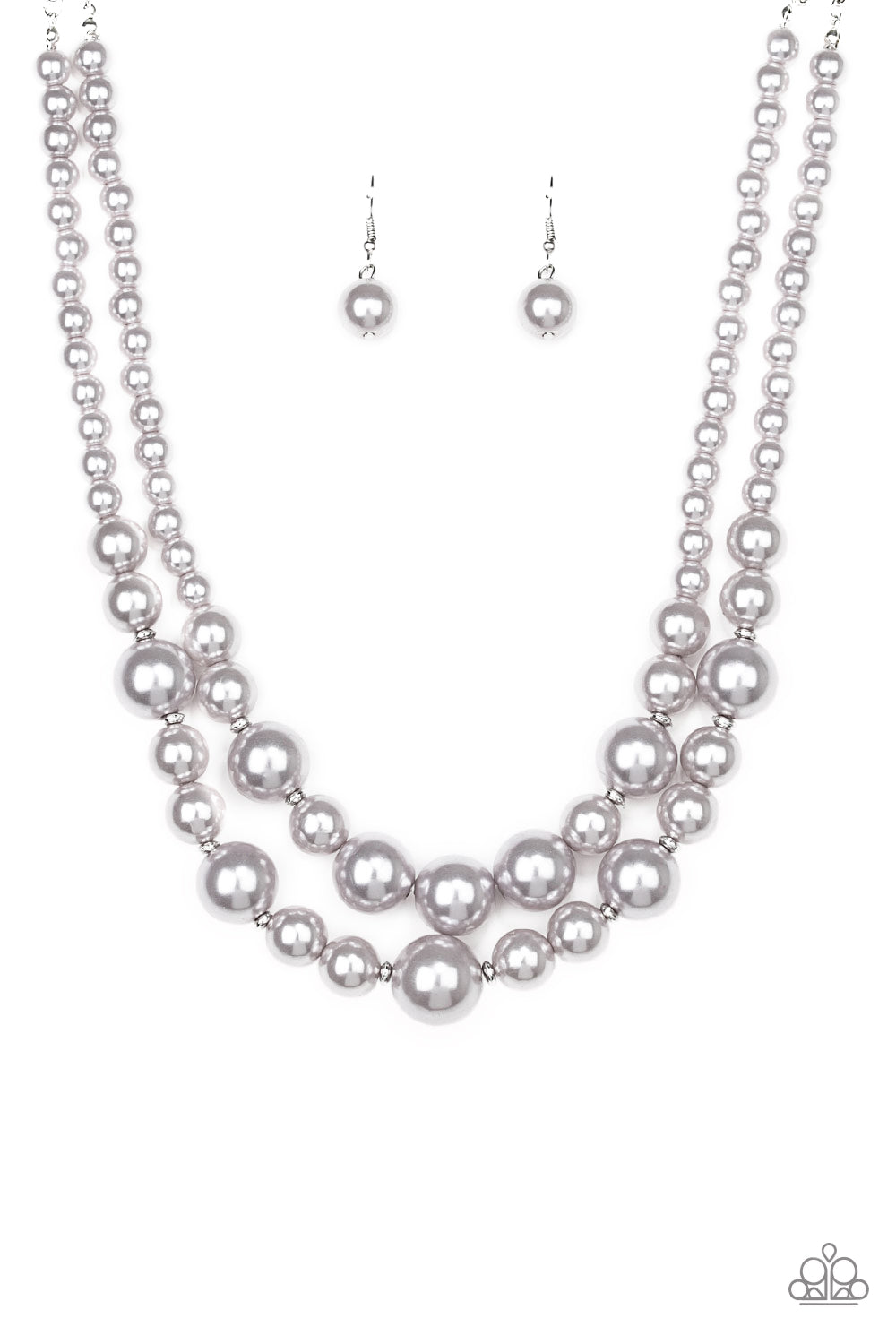 The More The Modest - Silver Necklace Earring Set Paparazzi 1041