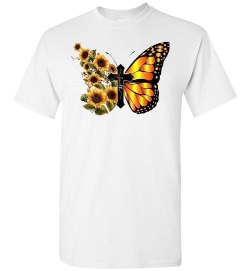 Cross Butterfly Floral Tee Shirt Top